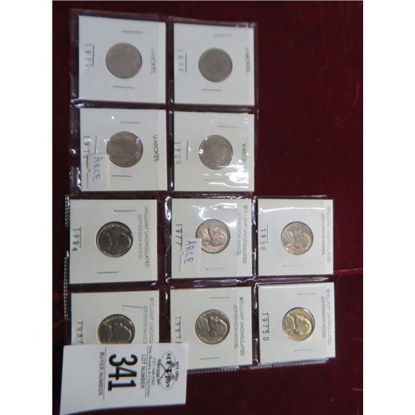 Lot of Uncirculated Jefferson Nickel and V-Nickels