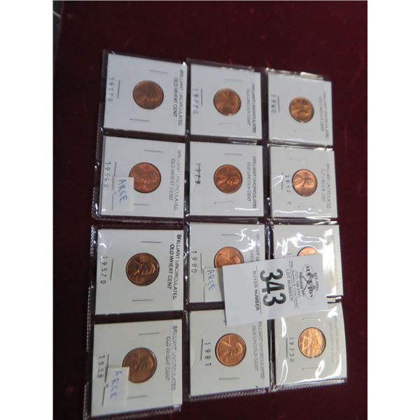 Lot of Uncirculated Wheat Cents and Uncirculated Lincoln Set