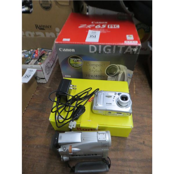 Canon ZR65, ZR10, Camcorder and Kodak Easy Share Cameras (3)