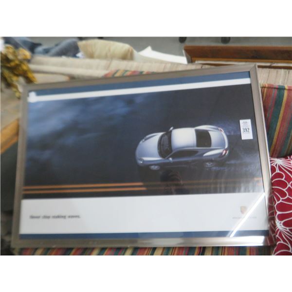 Framed Porsche Print - 38" x 26" and Astronaut Print (2)