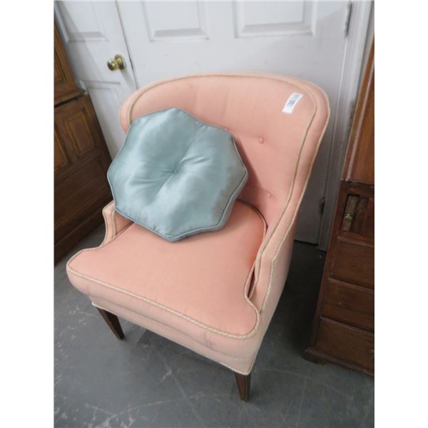 Pink Fabric Button Tufted Chair