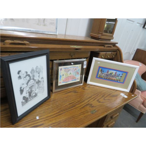 Framed Disney and Wizard of Oz Prints (3)