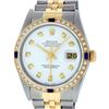 Image 1 : Rolex Mens 2 Tone White Diamond & Sapphire 36 Datejust Wristwatch