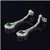 Image 2 : 3.18 ctw Emerald and 1.86 ctw Diamond Platinum Dangle Earrings