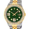 Image 1 : Rolex Mens Stainless Steel and Yellow Gold Green VVS Diamond 36mm Datejust