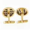 Image 5 : Vintage Men's Solid 18k Yellow & White Gold Round Basket Weave Cufflinks Links