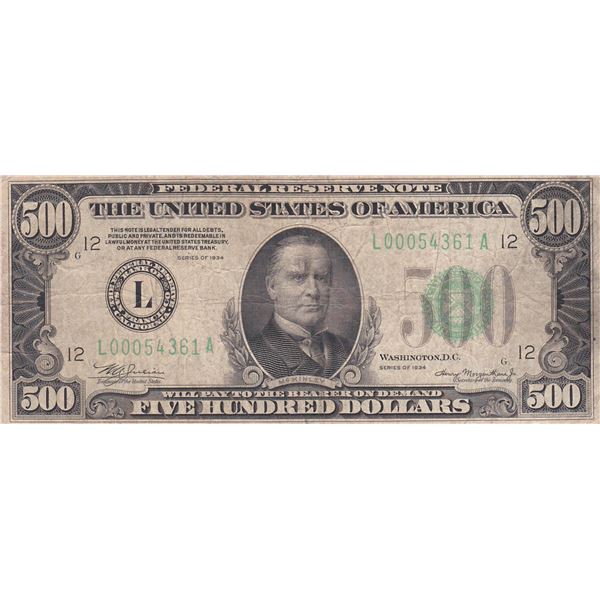 1934 $500 Federal Reserve Note