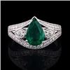 Image 2 : 2.27 ctw Emerald and 0.35 ctw Diamond Platinum Ring