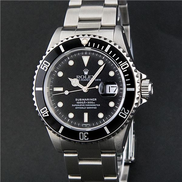 Rolex Mens Stainless Steel 40mm Submariner Watch with Black Dial