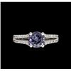 Image 2 : 1.48 ctw Tanzanite and Diamond Ring - 14KT White Gold