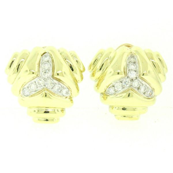 14k Yellow Gold 1.80 ctw Diamond Triangular Earrings