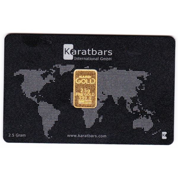 2.5 Gram .999 Fine Gold Karatbars Card