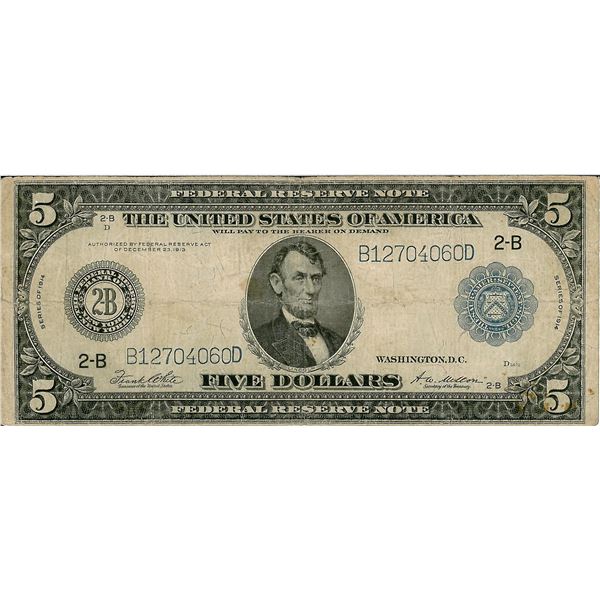 1914 $5 Federal Reserve Bank Note