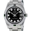 Image 2 : Rolex Womens Midsize 31mm Black String Diamond & Emerald Datejust Wristwatch