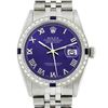 Image 2 : Rolex Mens Stainless Steel Purple Roman Diamond & Sapphire Datejust Wristwatch