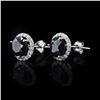 Image 2 : 3.21 ctw Round Black Diamonds and 0.39 ctw White Diamond Halo Stud Earrings