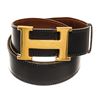 Image 1 : Hermes Gold Blue Brown Skinny H Belt
