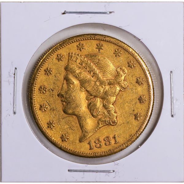 1881 $20 Liberty Head Double Eagle Gold Coin VF