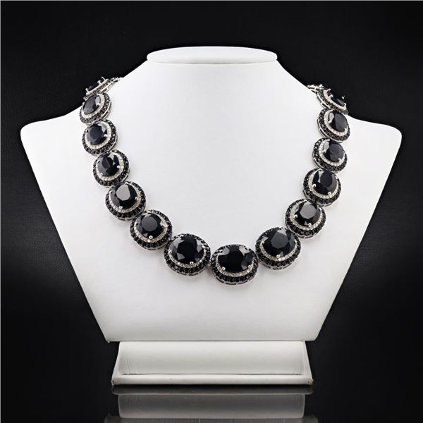 183.08 ctw Dark Blue Sapphire and 8.57 ctw Diamond Necklace