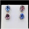 Image 1 : 5.71 ctw Multi-colored Sapphire and 0.91 ctw Diamond Earrings