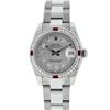 Image 2 : Rolex Womens Midsize 31mm Slate Grey String Diamond Datejust Wristwatch