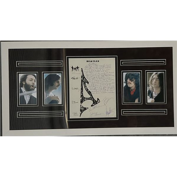 Beatles signed Something lyrics collage. GFA authenticated