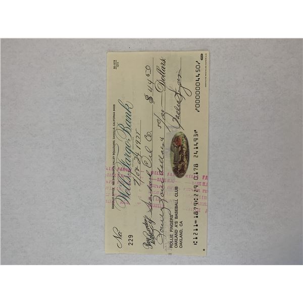 Rollie Fingers signed check