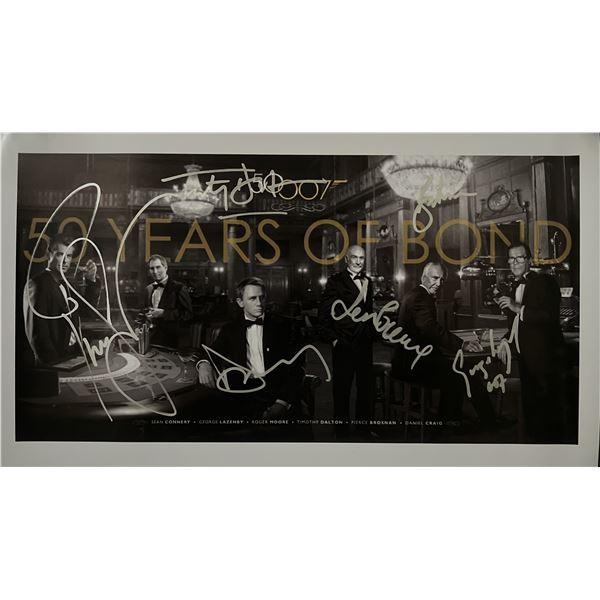 50 Years Of Bond cast signed mini poster