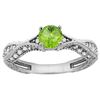 Image 1 : 0.70 CTW Peridot & Diamond Ring 14K White Gold - REF-67W7F