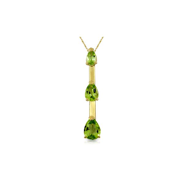 Genuine 1.71 ctw Peridot Necklace 14KT Yellow Gold - REF-27N5R