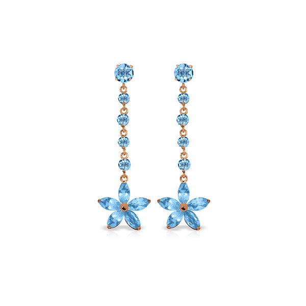 Genuine 4.8 ctw Blue Topaz Earrings 14KT Rose Gold - REF-56Z8N
