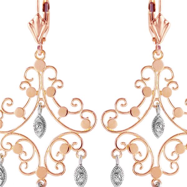 Genuine 0.04 ctw Diamond Anniversary Earrings 14KT Rose Gold - REF-64Z6N