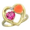 Image 1 : 1.31 CTW Pink Topaz & Diamond Ring 14K Yellow Gold - REF-33F5N