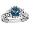 Image 1 : 1.46 CTW London Blue Topaz & Diamond Ring 14K White Gold - REF-77X9M