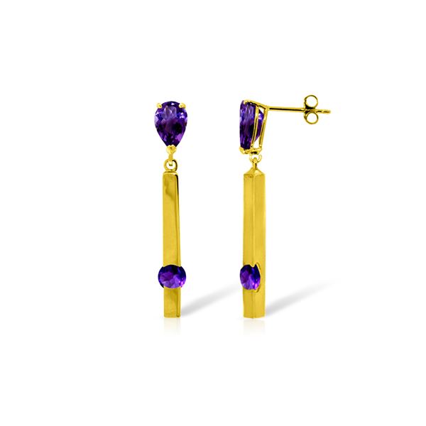 Genuine 4.25 ctw Amethyst Earrings 14KT Yellow Gold - REF-54R6P