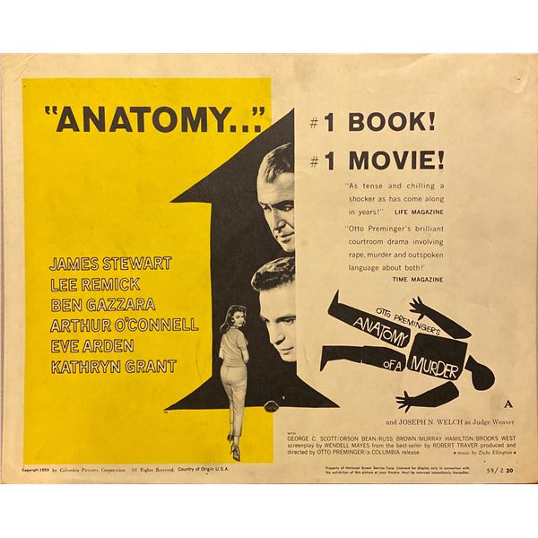 James Stewart "Anatomy of Murder" original lobby card