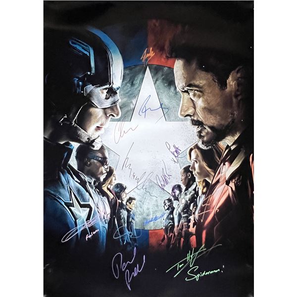 Captain America Civil War cast signed movie poster