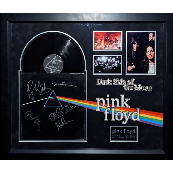 Pink Floyd Signed Dark Side Of The Moon Album. Custom Framed