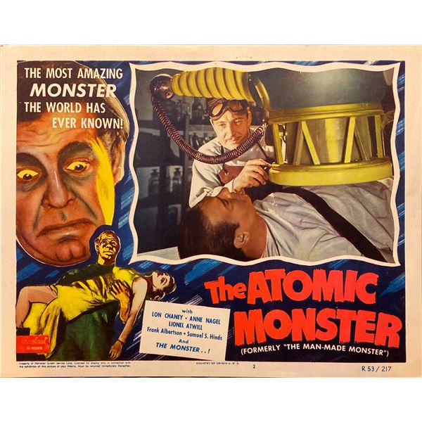 Lon Chaney, Jr. and Lionel Atwill "The Atomic Monster" original Lobby Card