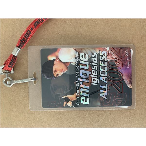 Enrique Iglesias 2002 backstage pass
