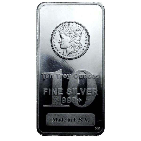 10 oz Silver Bar - Morgan Design .999 Fine Silver 10 Troy Ounces