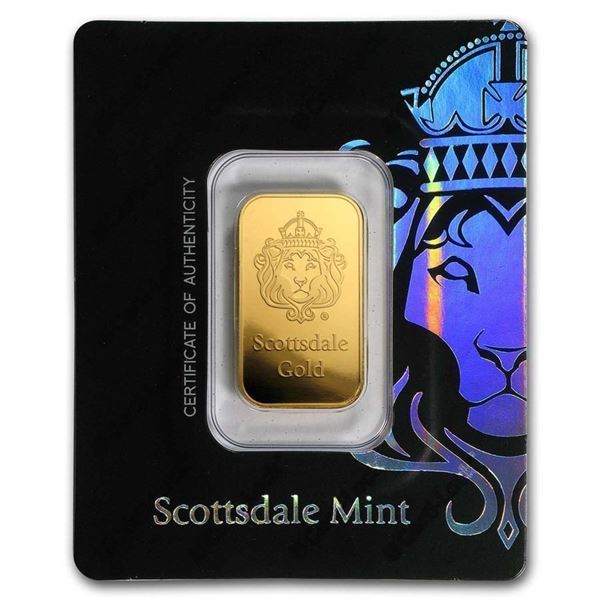 10 gram .9999 Fine Gold Bar - Scottsdale Mint (In Certi-Lock® Assay, Black)