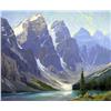 Image 1 : Reginald Llewellyn Harvey Canadian ASA [1888-1963]MAJESTIC PEAKS AND MOUNTAIN LAKEoil on board40 x 4