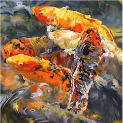 Gabor L. Nagy Canadian [b. 1945]KOI REFLECTIONSoil on canvas24 x 24 in. (61 x 61 cm)signed