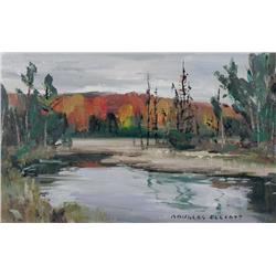 Douglas Ferguson Elliott Canadian OIP [b. 1916]NORTHERN AUTUMNacrylic on board10 x 16 in. (25.4 x 40
