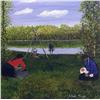 Image 1 : Allen Sapp Canadian RCA [b. 1929]WASHING CLOTHES OUTSIDEacrylic on canvas24 x 24 in. (61 x 61 cm)sig