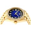 Image 5 : Rolex Mens 18K Yellow Blue Vignette Diamond Lugs Quickset President Wristwatch