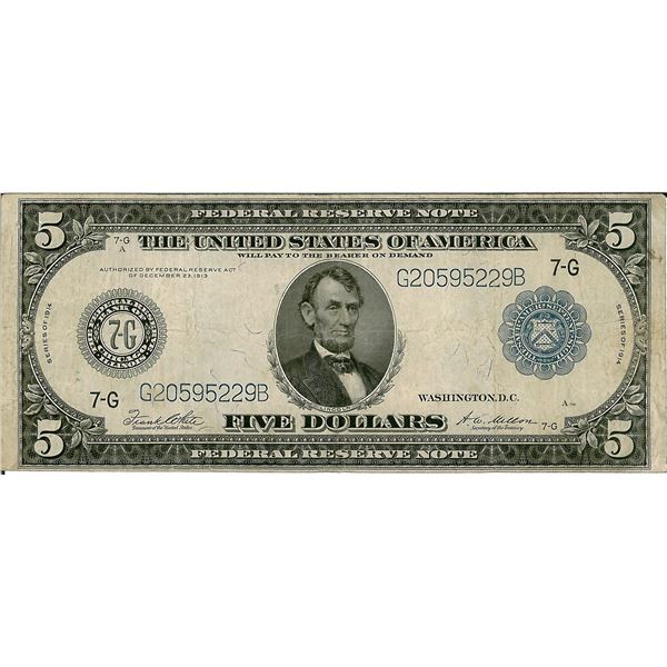 1914 $5 Federal Reserve Bank Note