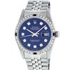 Image 1 : Rolex Mens Stainless Steel Blue Diamond & Sapphire Oyster Perpetual Datejust Wri