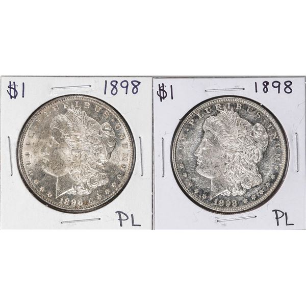 Lot of (2) 1898 $1 Morgan Silver Dollar Coins Proof Like